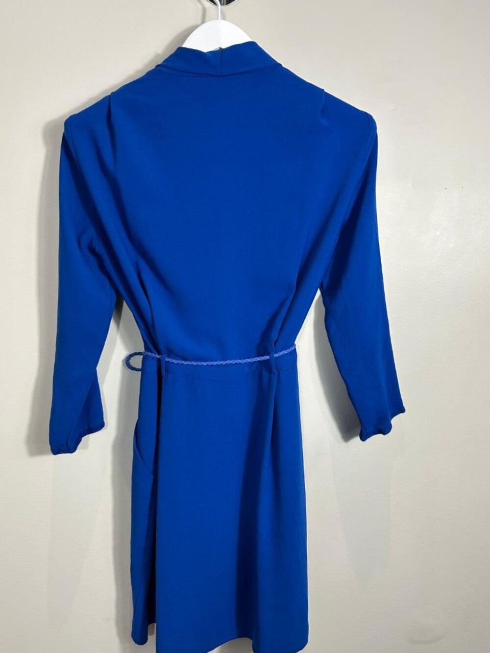 Wilfred Aritzia Cobalt Blue Dress Size 4 Belted 3/4 Sleeve - Picture 3 of 5